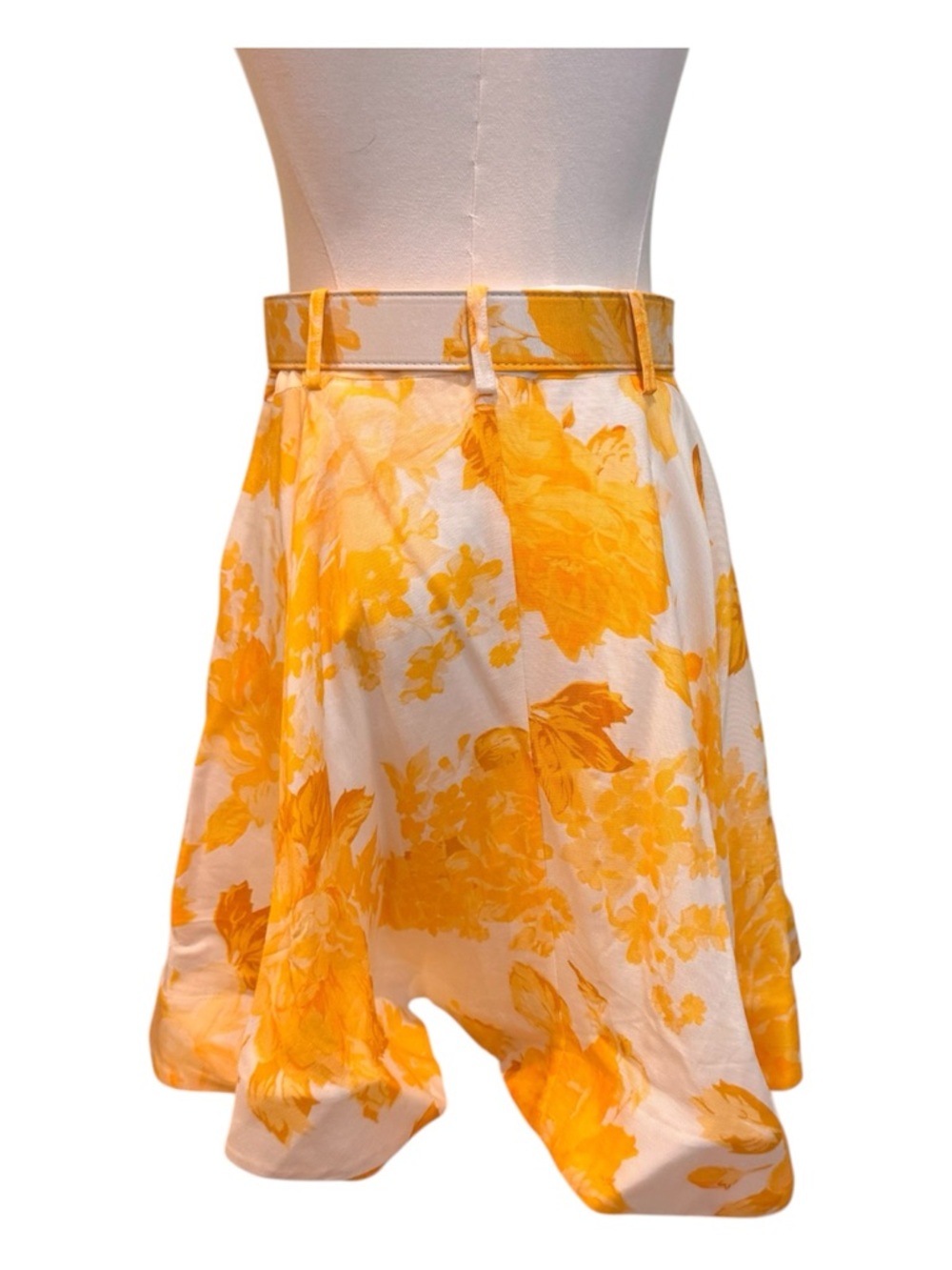 ANTONIO MELANI Yellow Floral Circle Skirt with Belt - Picture 3 of 6